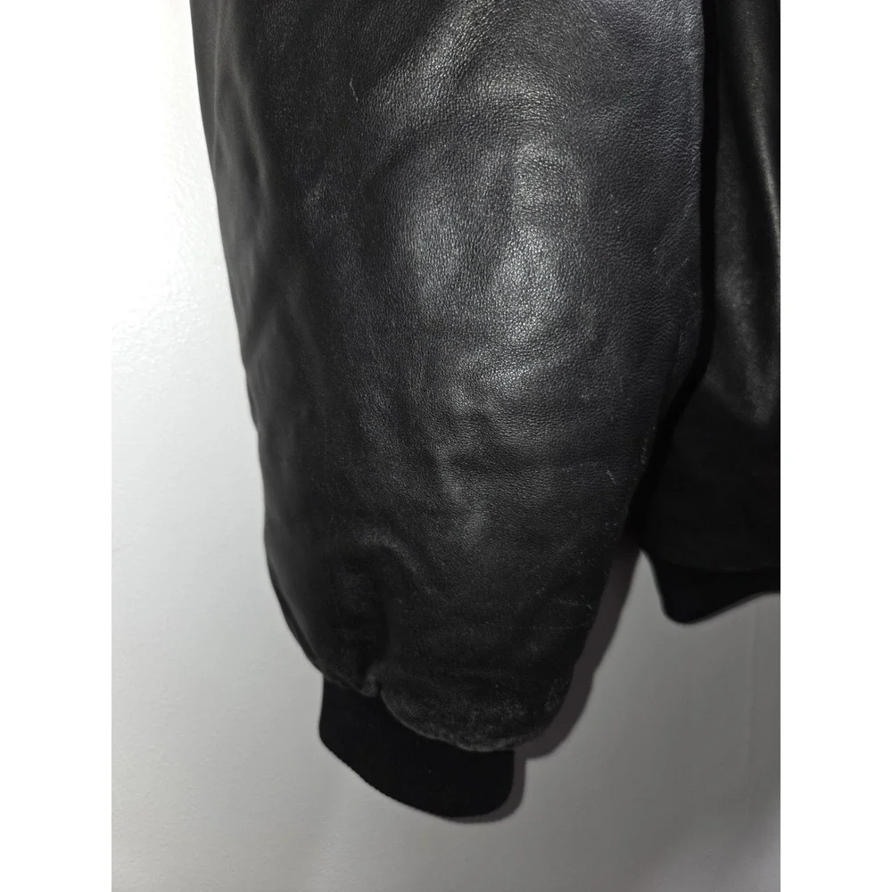 Leather Zippered Men's Jacket Black Size 3XL Roca Wear - Picture 8 of 13